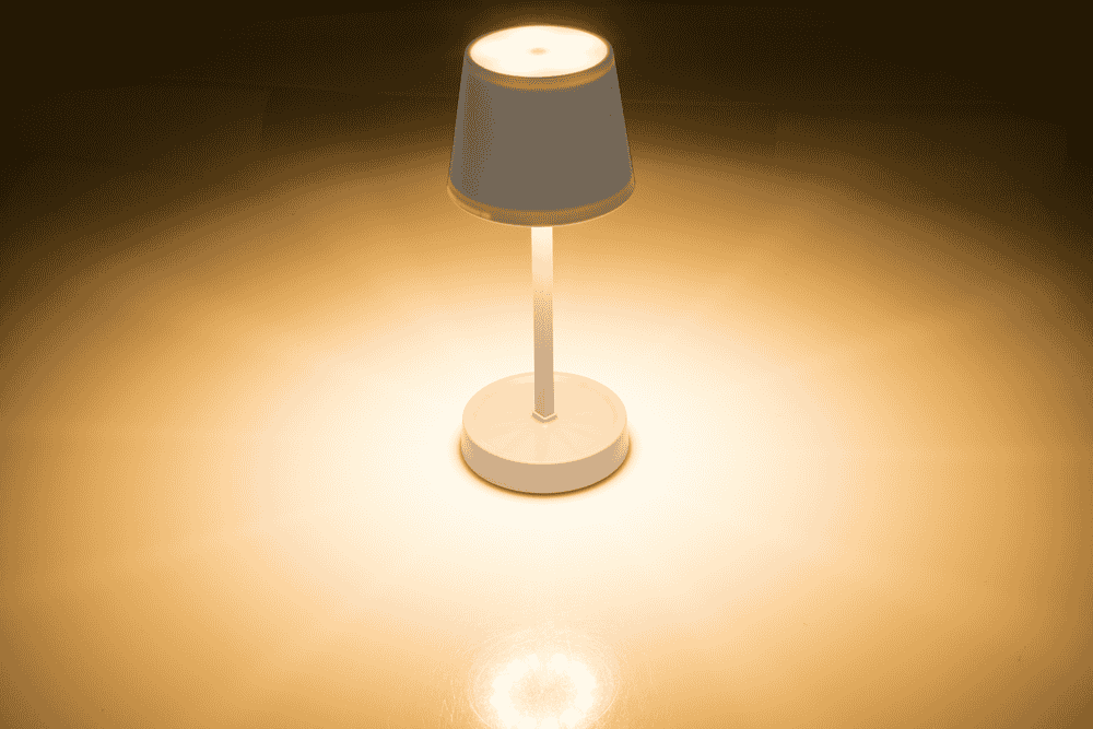 Grey colored table lamp with LED,