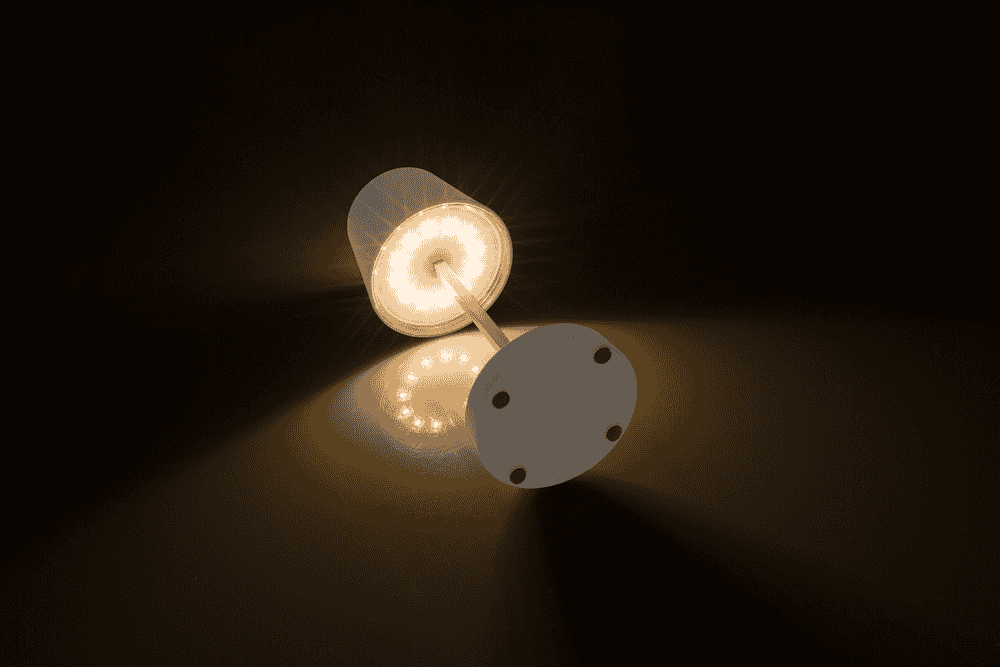 Grey colored table lamp with LED,