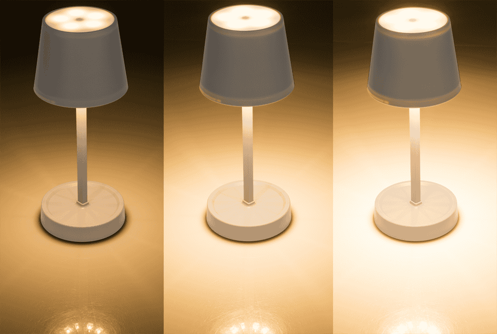 Grey colored table lamp with LED,