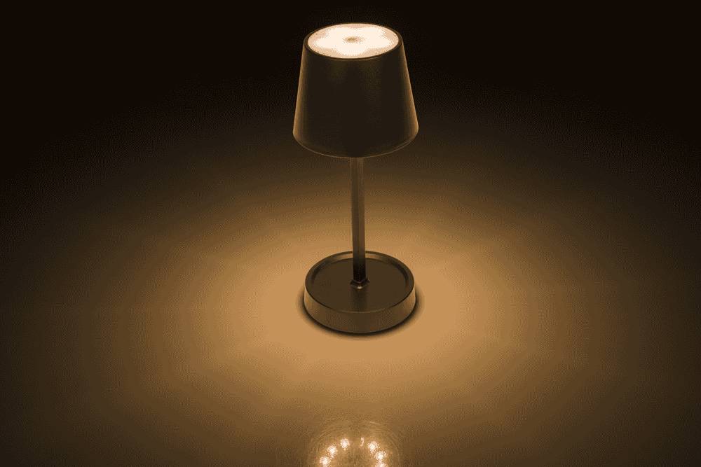 Black colored table lamp with LED,