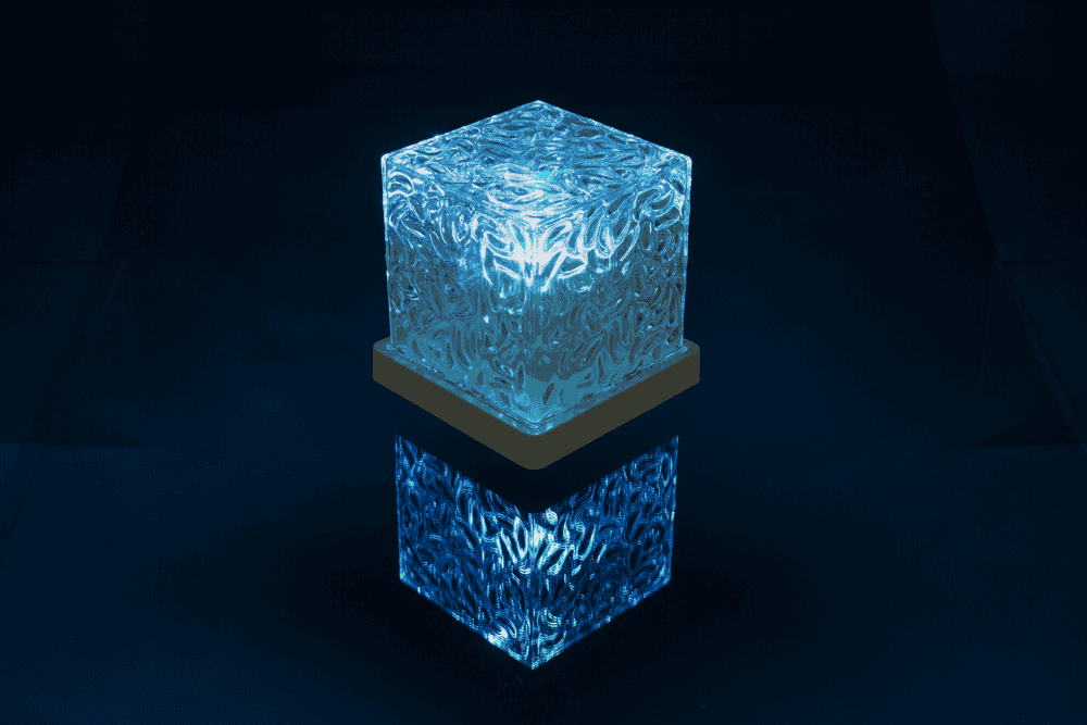 Acrylic lamp, Waves, 11.5 x 11.5 x 11.5 cm,