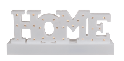 White plastic letter light, Home,