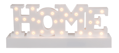 White plastic letter light, Home,