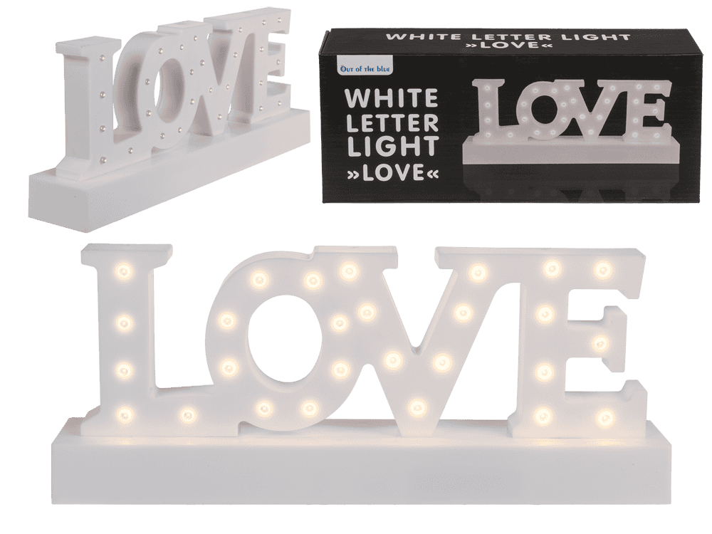 White plastic letter light, Love,