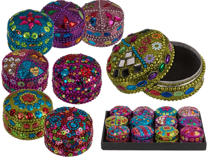 Multi coloured jewelry box with oriental design,