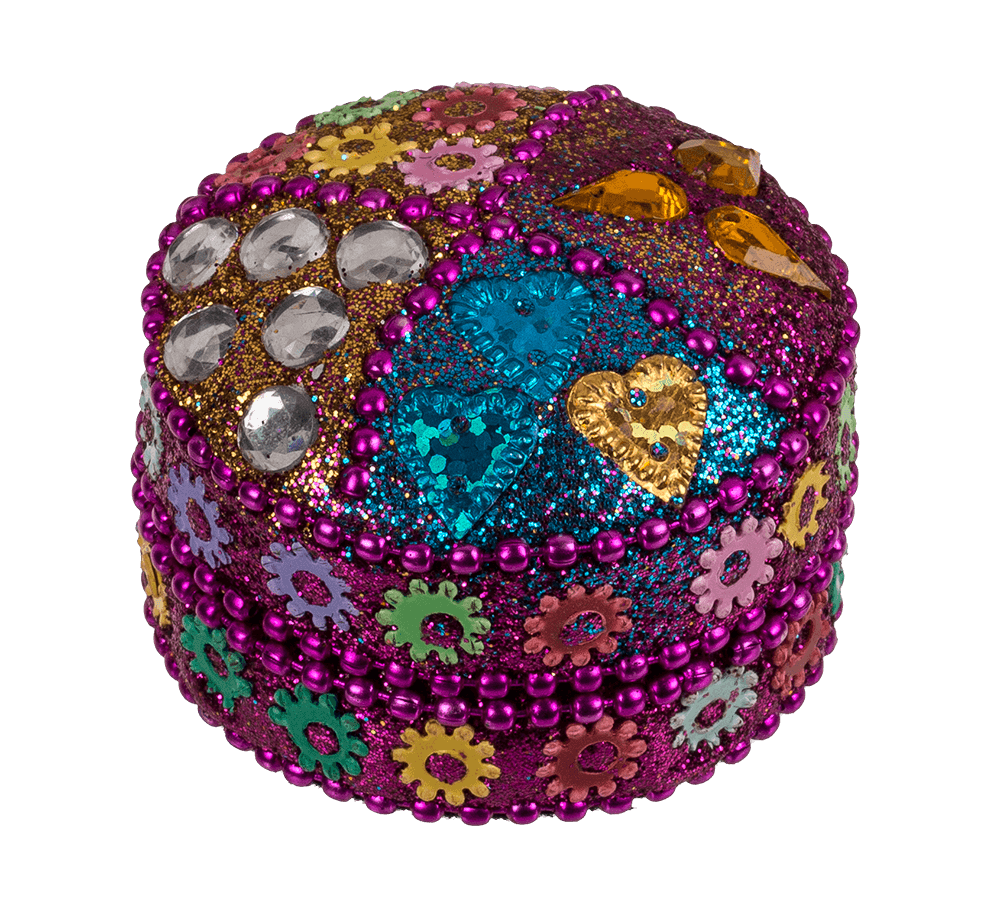 Multi coloured jewelry box with oriental design,