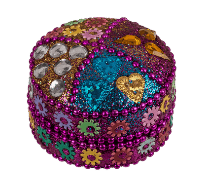 Multi coloured jewelry box with oriental design,