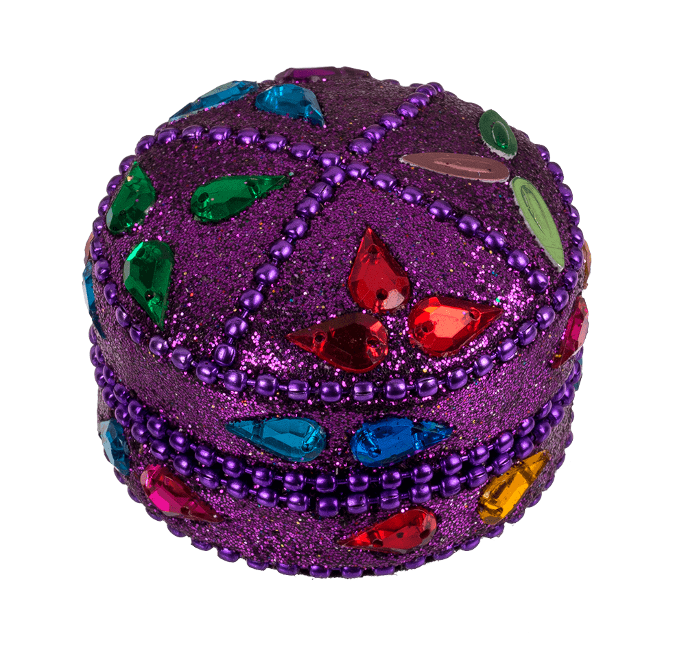 Multi coloured jewelry box with oriental design,