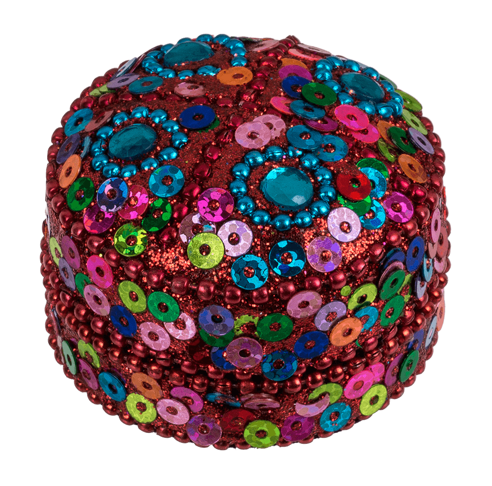 Multi coloured jewelry box with oriental design,