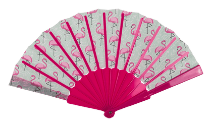 Plastic fan, flamingos,