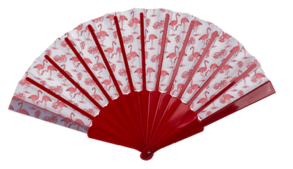 Plastic fan, flamingos,