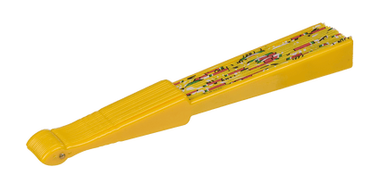 Plastic fan, fruits,