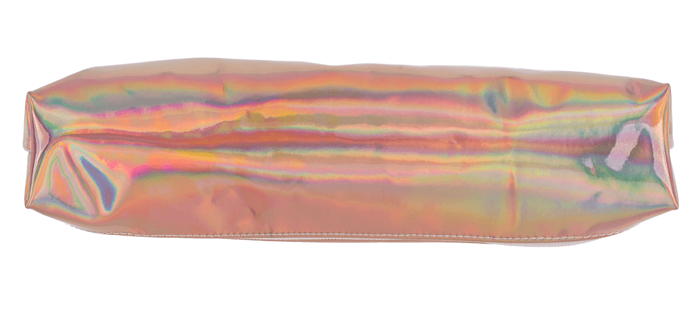 PU bag with zipper, metallic finsih,