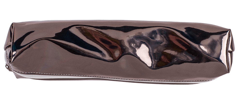 PU bag with zipper, metallic finsih,