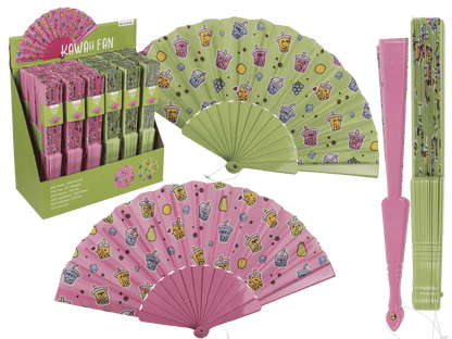 Plastic fan, Bubble Tea. 23 x 40 cm,