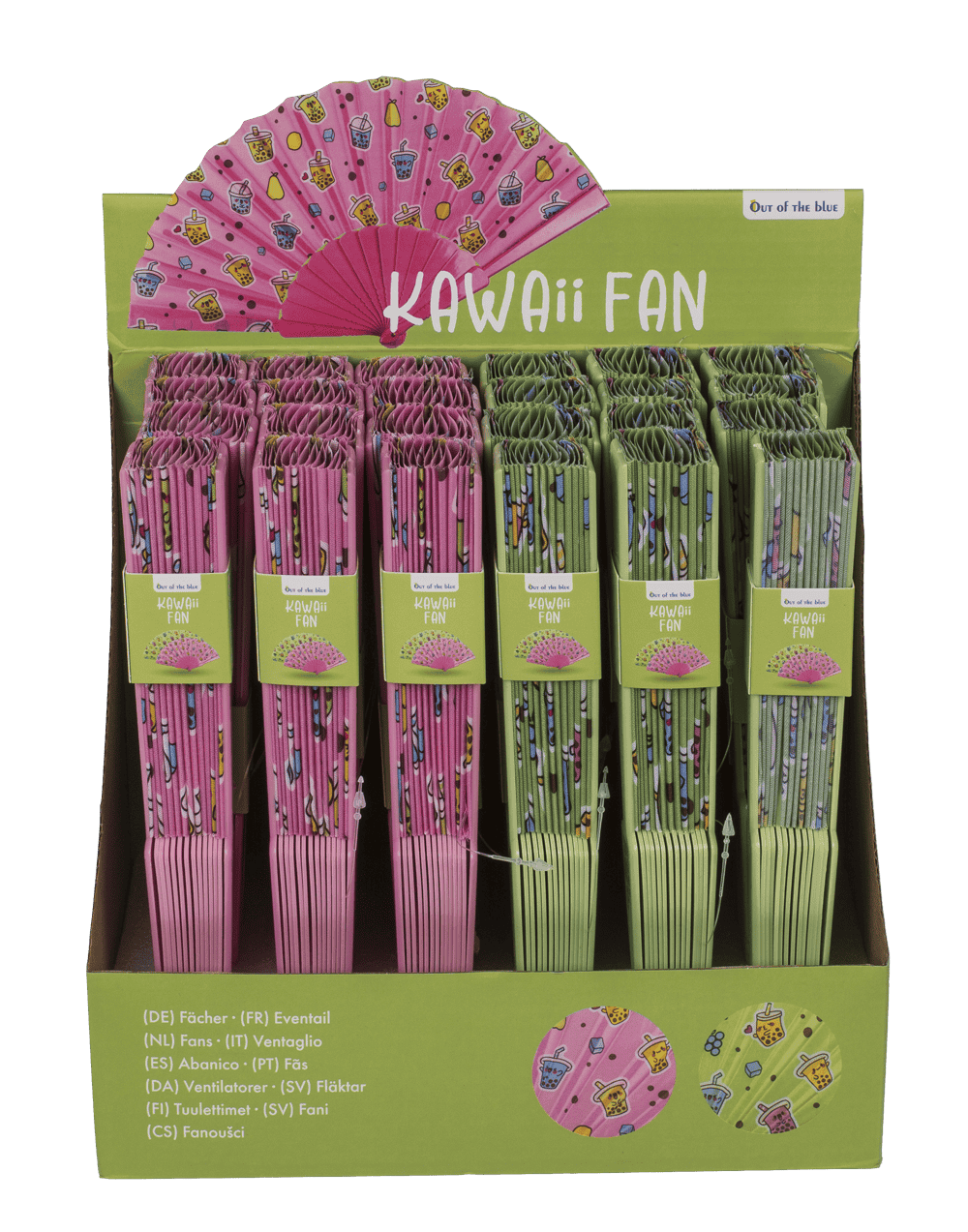 Plastic fan, Bubble Tea. 23 x 40 cm,