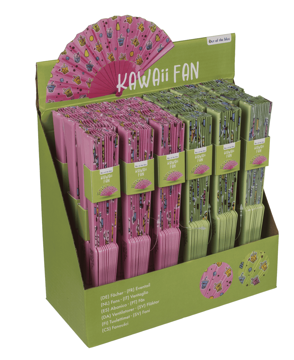 Plastic fan, Bubble Tea. 23 x 40 cm,