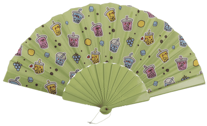 Plastic fan, Bubble Tea. 23 x 40 cm,