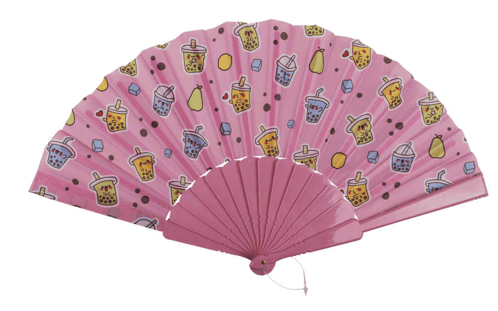 Plastic fan, Bubble Tea. 23 x 40 cm,