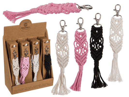 Metal key chain, Makramee style,