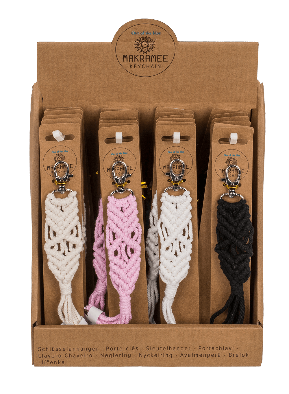 Metal key chain, Makramee style,