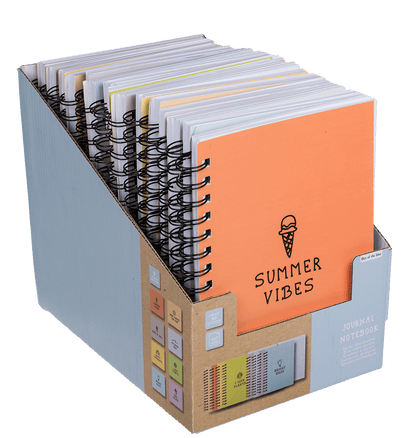 Pastel colored spiral bound journal notebook,