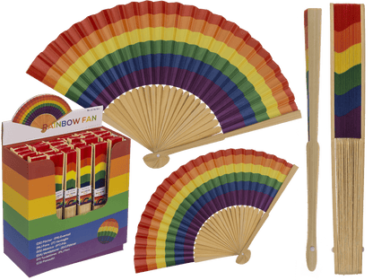 Fan, Bamboo, Rainbow, ca. 21 cm, bamboo,