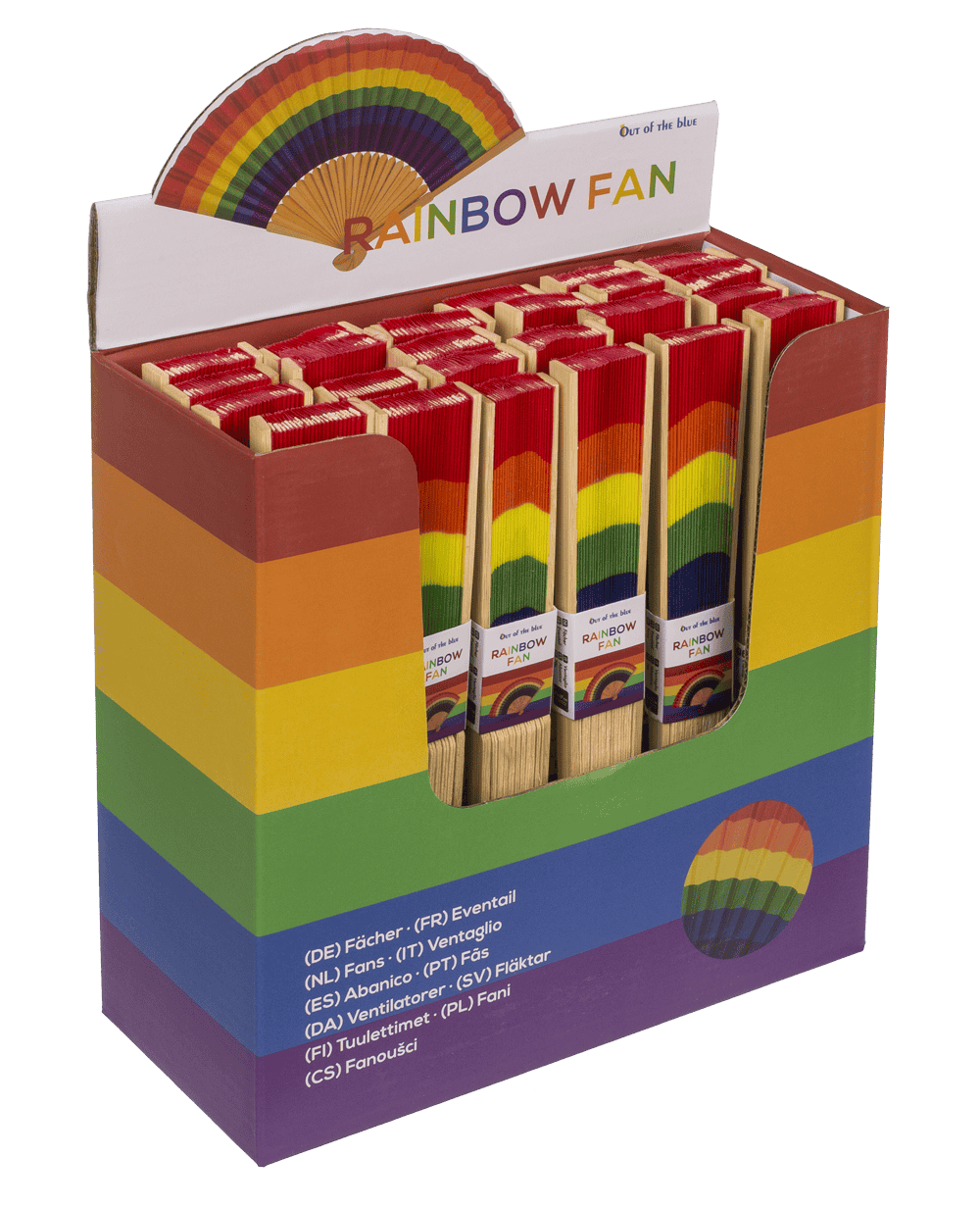 Fan, Bamboo, Rainbow, ca. 21 cm, bamboo,