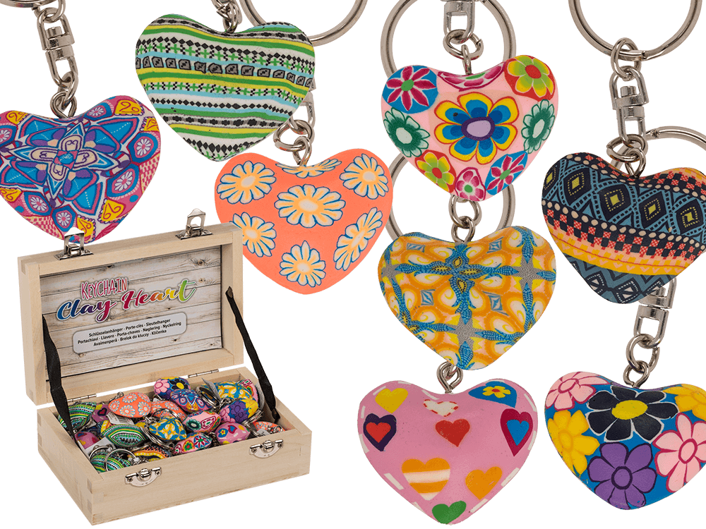 Metal keychain, Clay Heart,