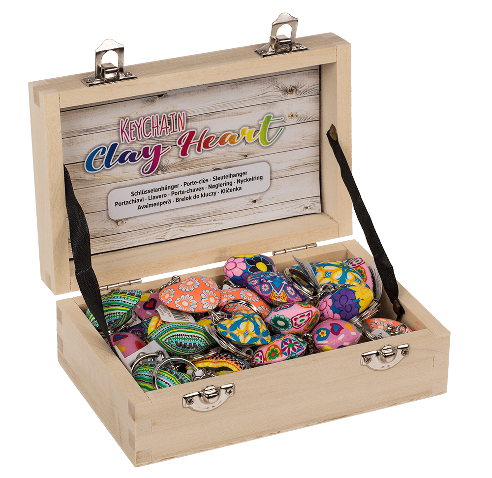 Metal keychain, Clay Heart,