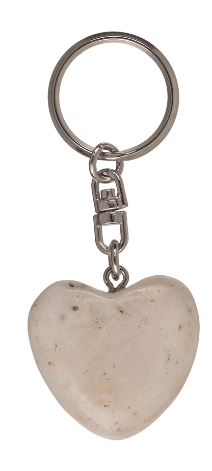 Metal Keychain, Worry Heart Natural Stones,