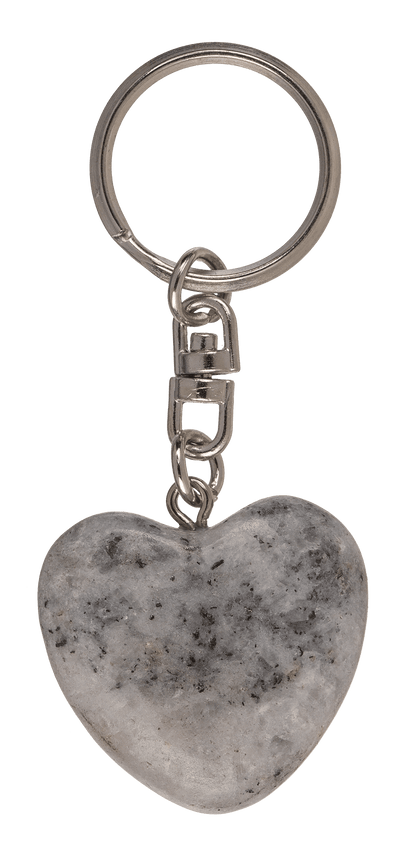 Metal Keychain, Worry Heart Natural Stones,