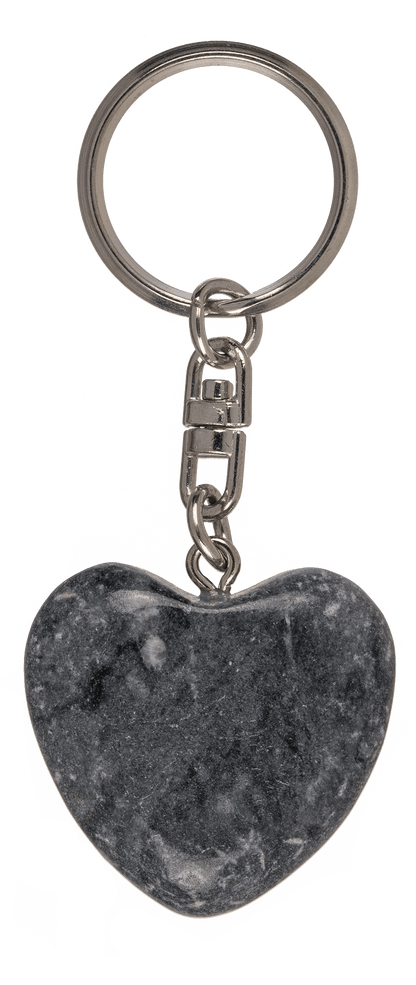 Metal Keychain, Worry Heart Natural Stones,