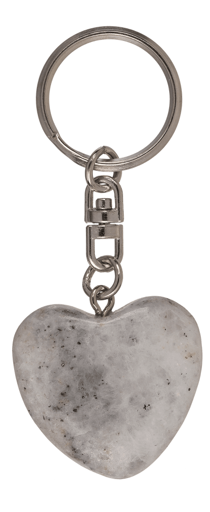 Metal Keychain, Worry Heart Natural Stones,
