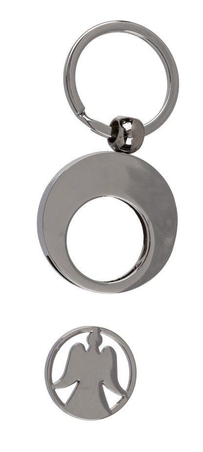 Metal Keychain, Angel, with Trolley Coin,