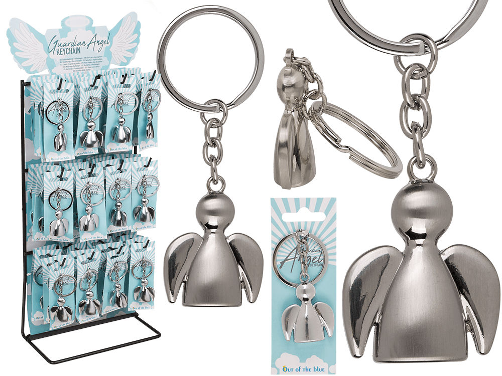 Brushed Metal Keychain, Angel,