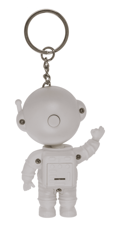 Metal keychain. Spacemen sunset light,
