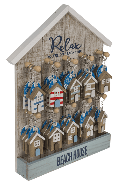 Metal key chain, Wooden beach house,