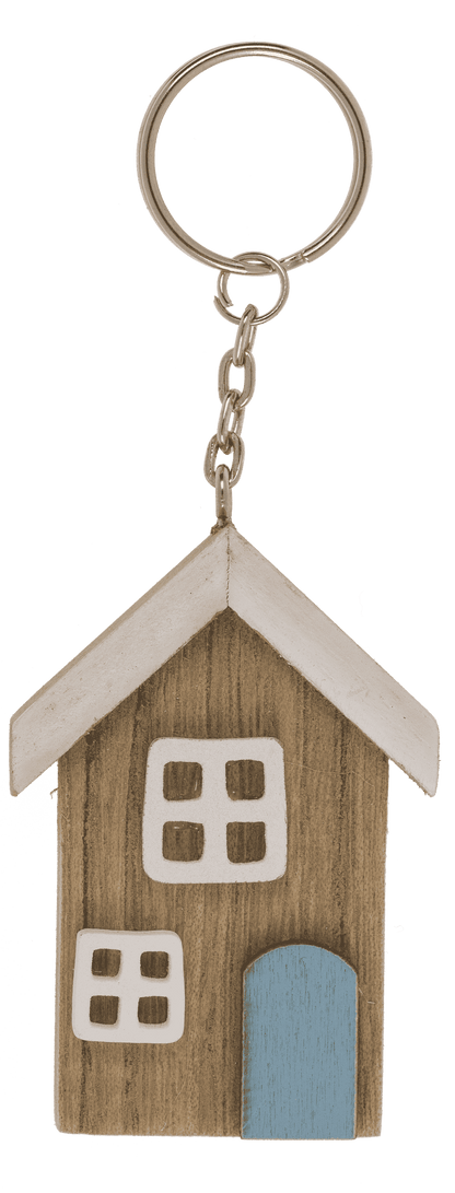 Metal key chain, Wooden beach house,