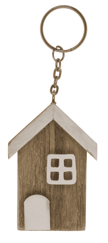 Metal key chain, Wooden beach house,