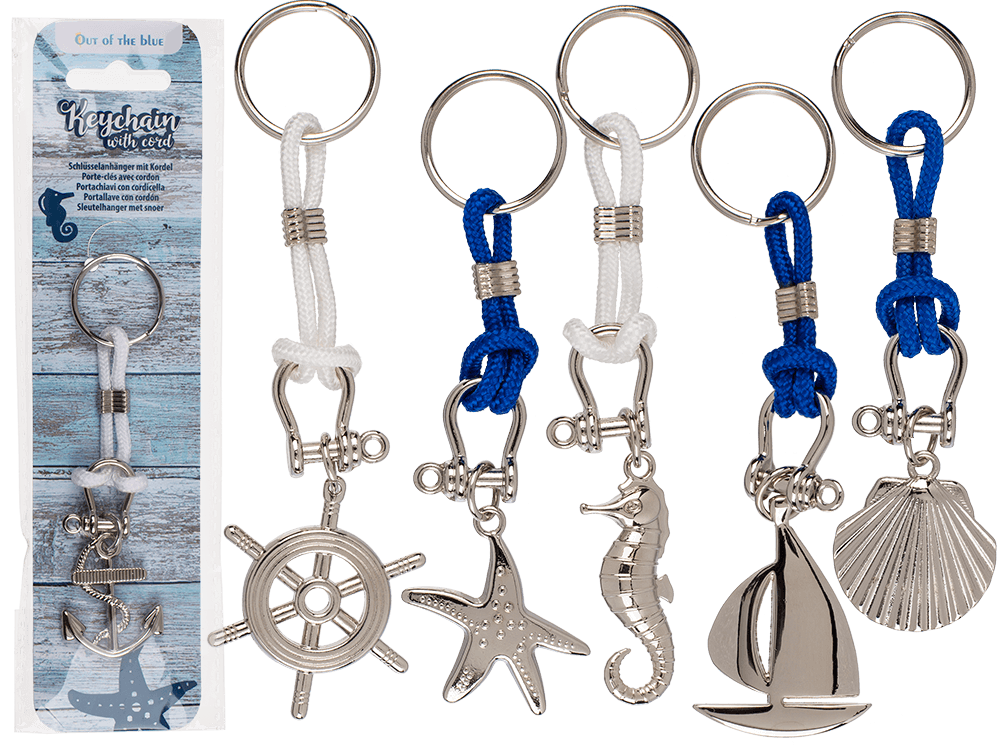 Metal keychain with cord, Maritime,