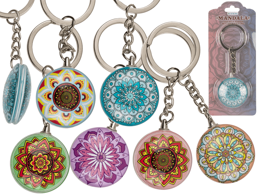 Double sided metal keyring, Mandala,