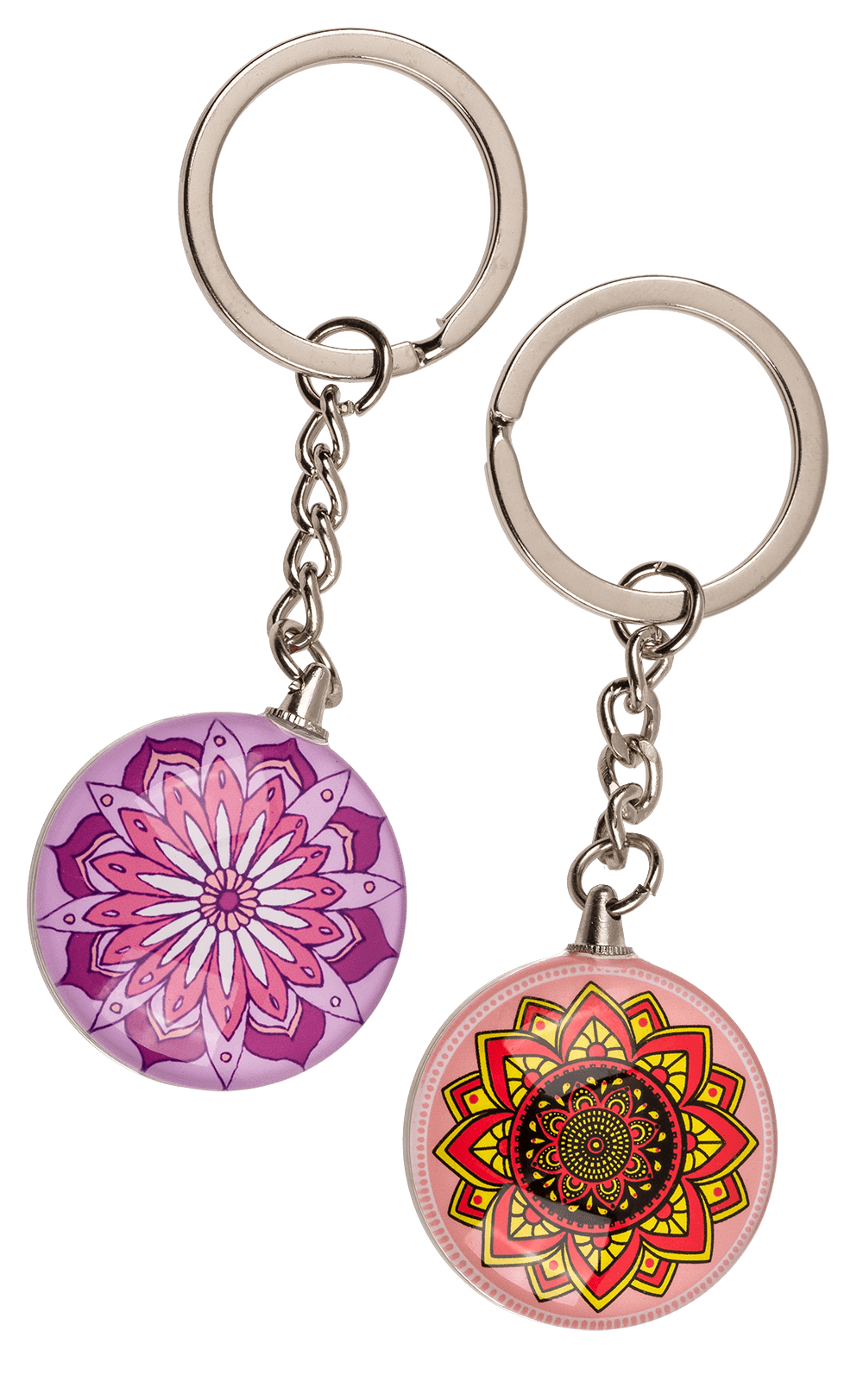 Double sided metal keyring, Mandala,