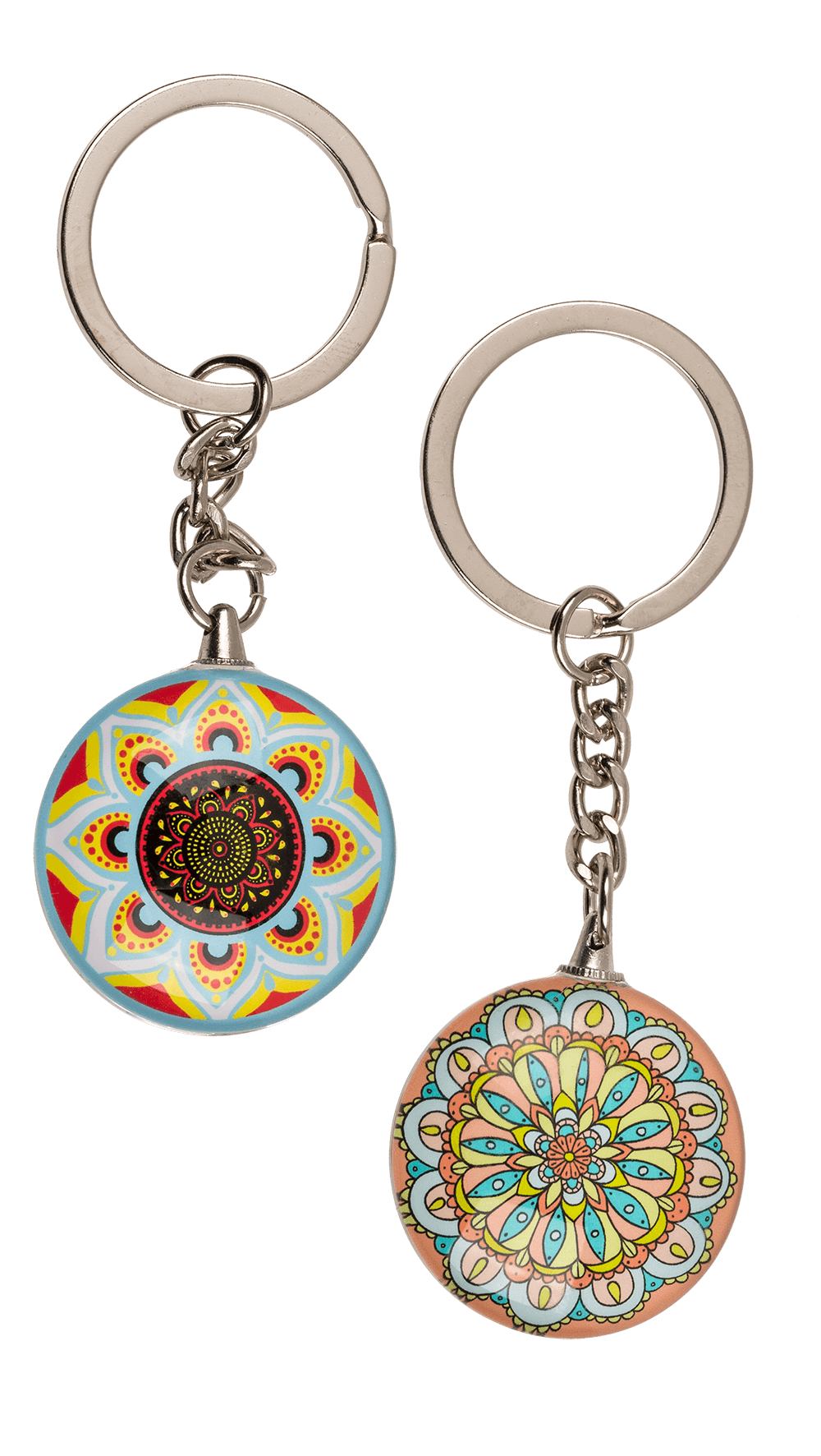 Double sided metal keyring, Mandala,