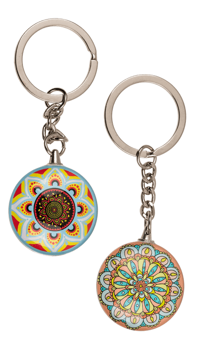Double sided metal keyring, Mandala,