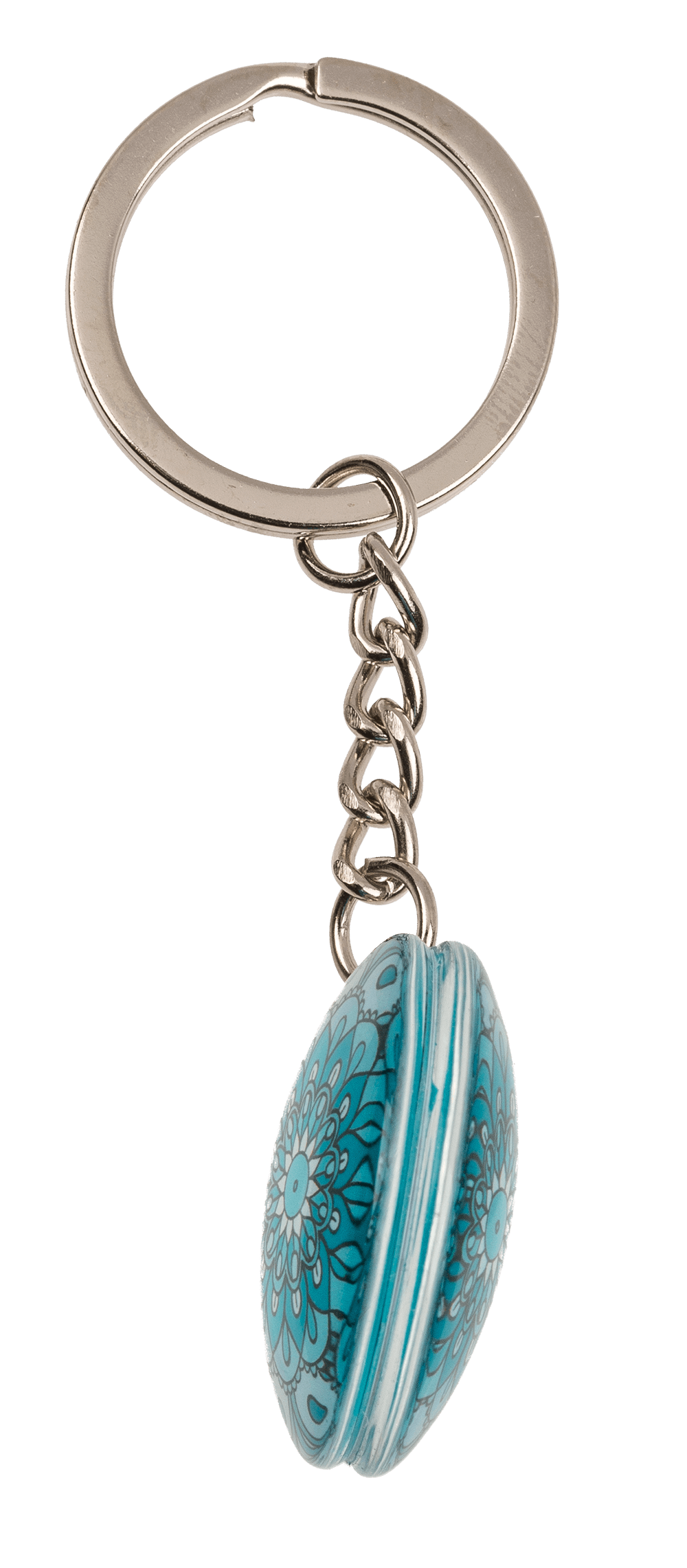 Double sided metal keyring, Mandala,