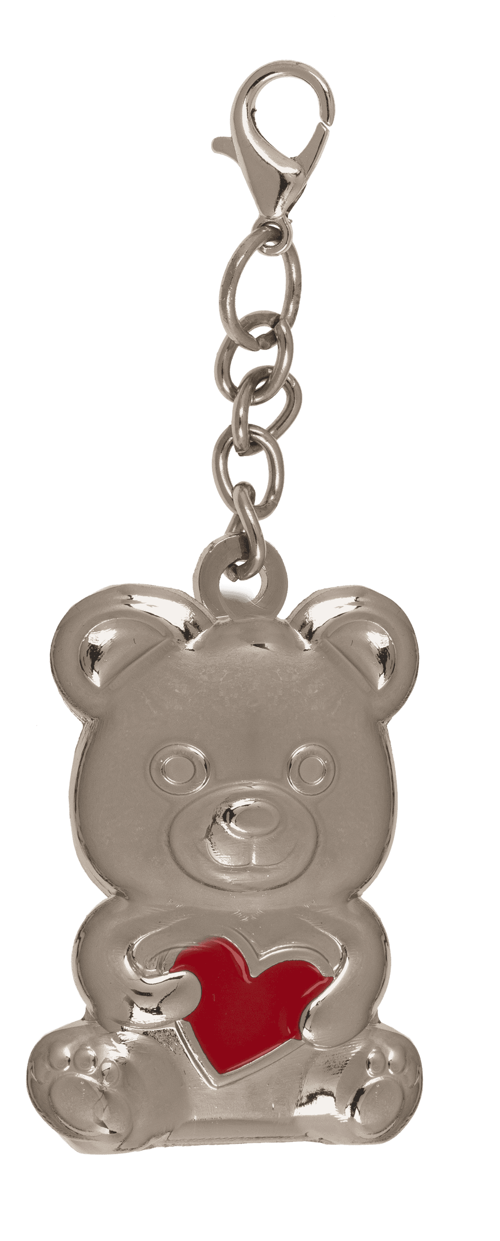 Metal keyring, bear with red heart