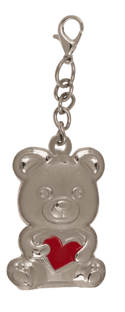 Metal keyring, bear with red heart