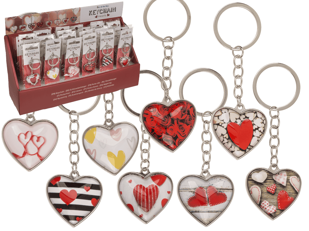 Metal keychain, Hearts,
