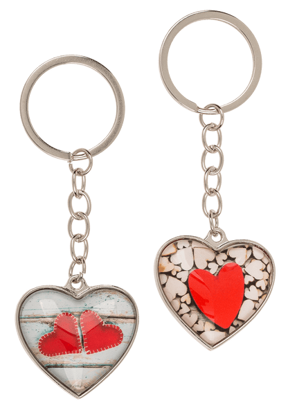 Metal keychain, Hearts,